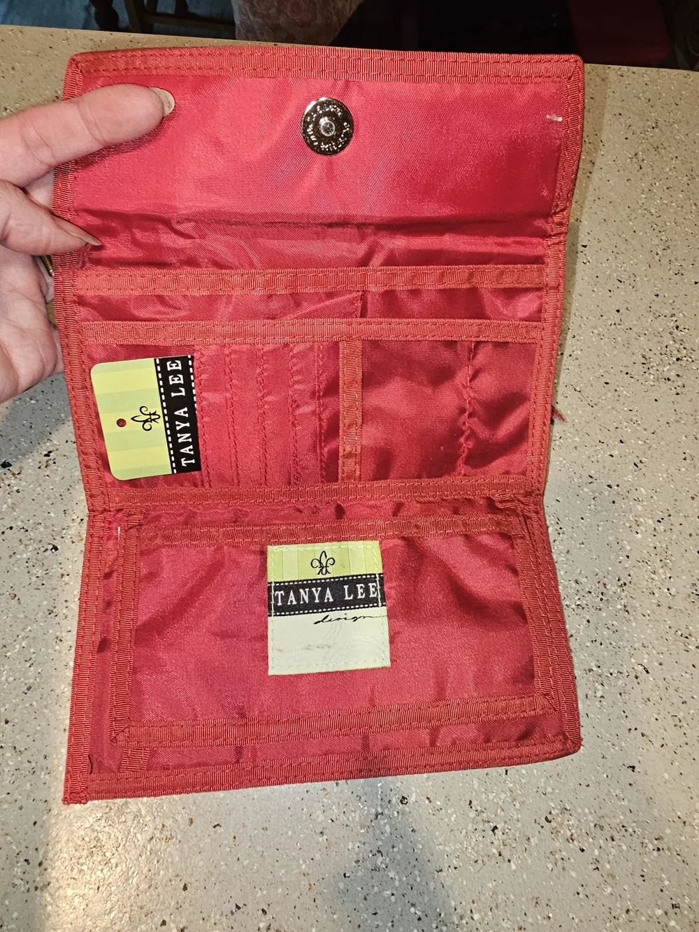 Quilted Paisley Wallet in Deep Red